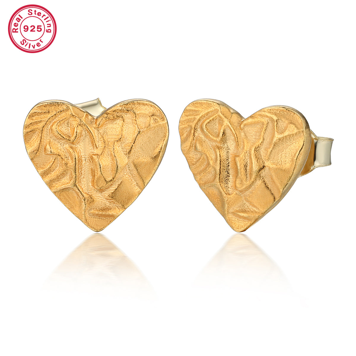 1 Pair Vintage Style Simple Style Heart Shape Plating Sterling Silver 18K Gold Plated White Gold Plated Ear Studs