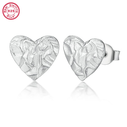 1 Pair Vintage Style Simple Style Heart Shape Plating Sterling Silver 18K Gold Plated White Gold Plated Ear Studs