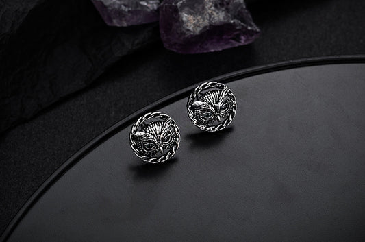 1 Pair IG Style Owl Plating Copper Palladium-Plated White K Ear Studs