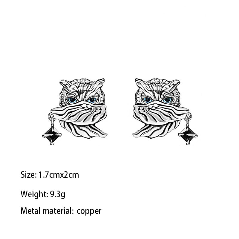 1 Pair IG Style Cool Style Owl Plating Copper Palladium-Plated White K Ear Studs