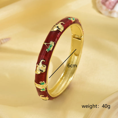 Vacation Tropical Tree Elephant Zinc Alloy 18K Gold Plated Women's Bangle