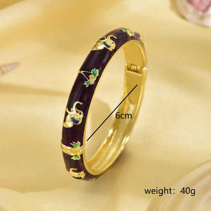 Vacation Tropical Tree Elephant Zinc Alloy 18K Gold Plated Women's Bangle