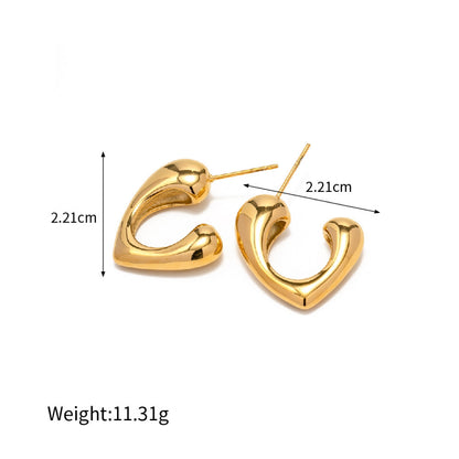 1 Pair Vintage Style Simple Style Classic Style Heart Shape Stainless Steel 18K Gold Plated Ear Studs