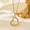 Titanium Steel 18K Gold Plated Elegant Simple Style Heart Shape Inlay Artificial Rhinestones Pendant Necklace