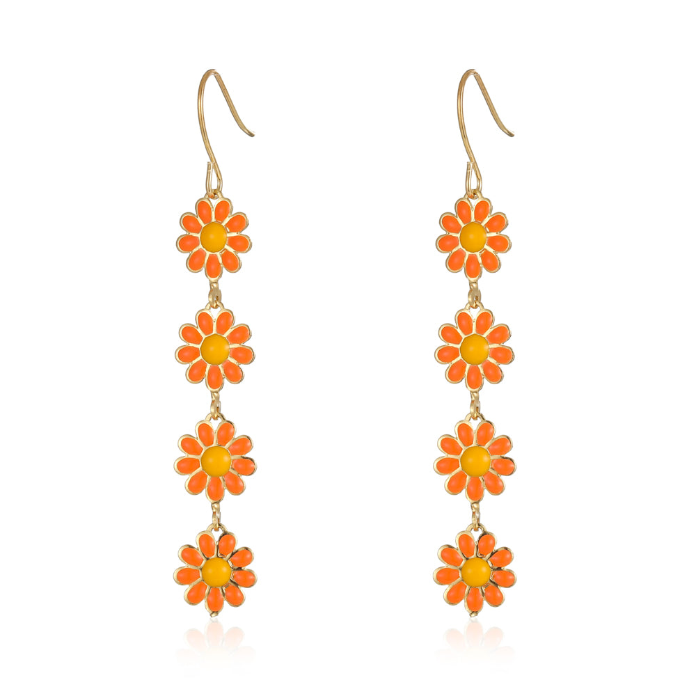 1 Pair Pastoral Daisy Copper Gold Plated Dangling Earrings