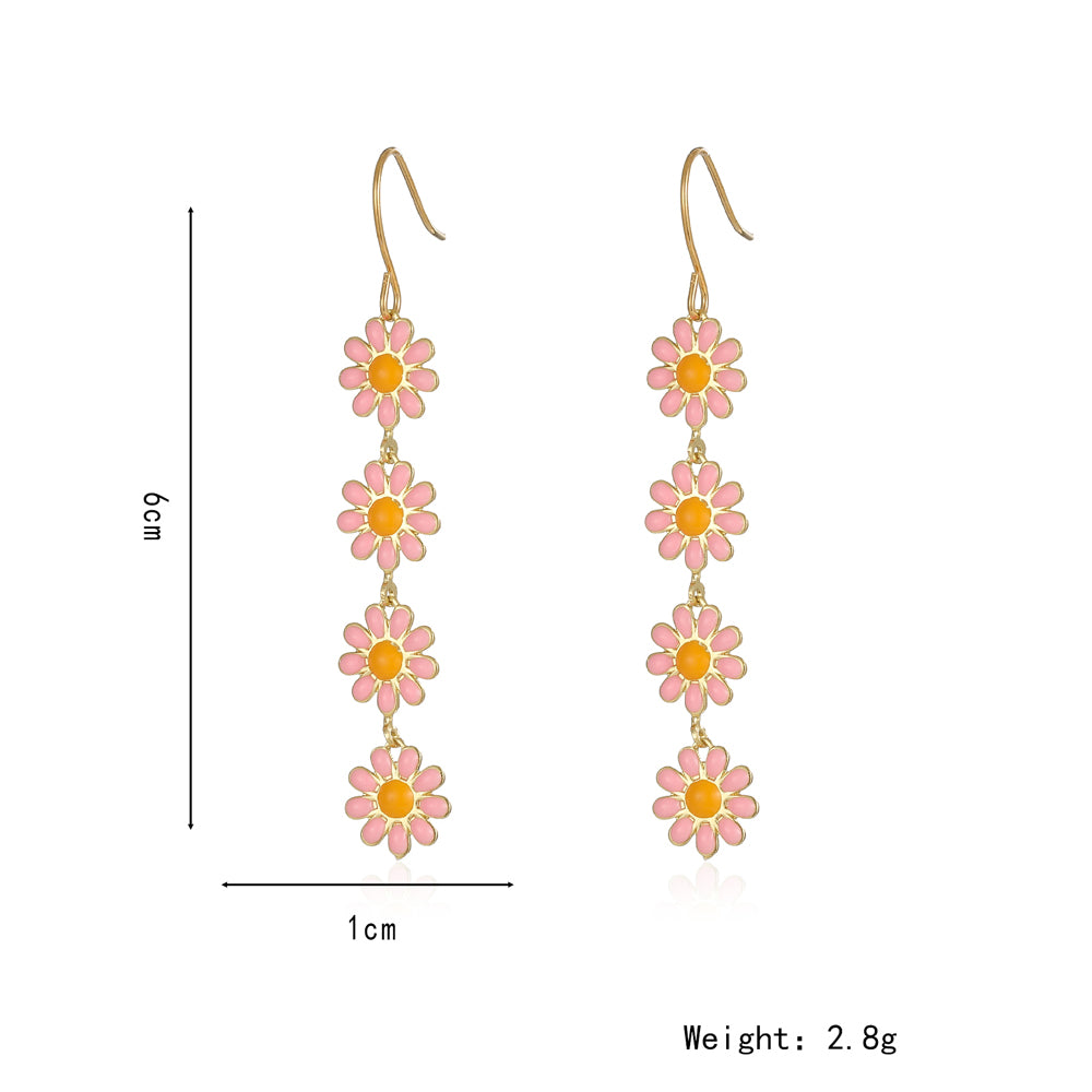 1 Pair Pastoral Daisy Copper Gold Plated Dangling Earrings