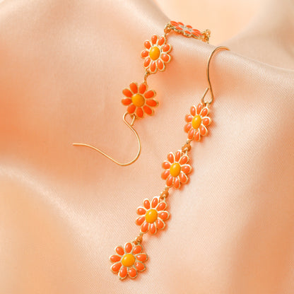 1 Pair Pastoral Daisy Copper Gold Plated Dangling Earrings