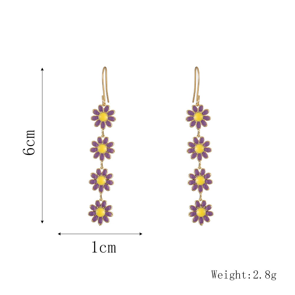 1 Pair Pastoral Daisy Copper Gold Plated Dangling Earrings