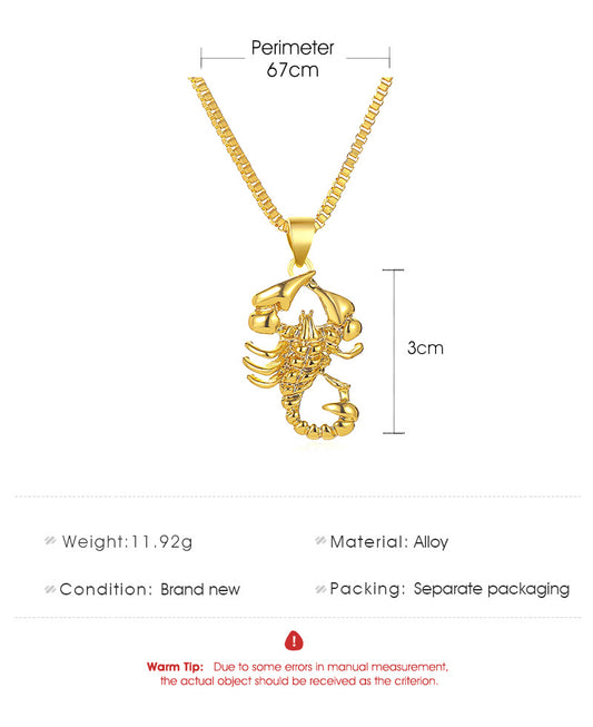 New Necklace Hipster Imitation Gold Scorpion Pendant Necklace Hip Hop Style Hollow Necklace Sweater Chain Wholesale Gooddiy