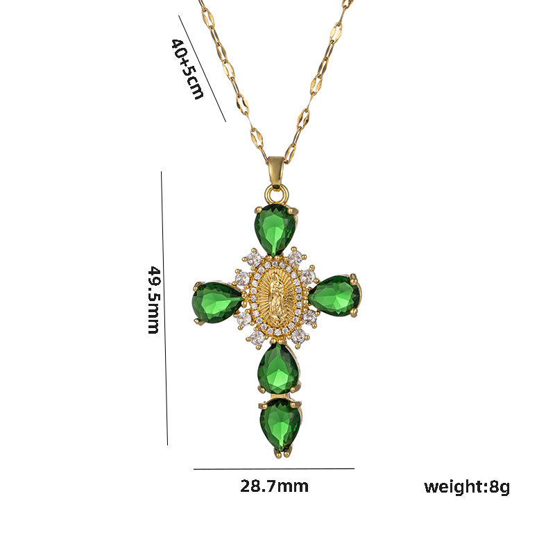 Titanium Steel Elegant Cross Plating Pendant Necklace