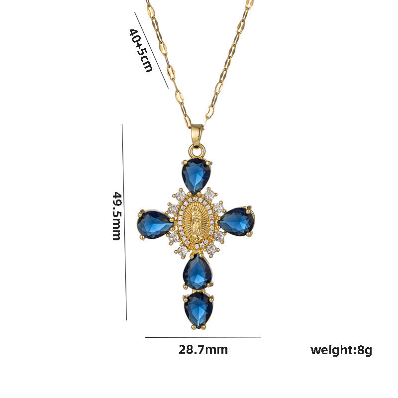 Titanium Steel Elegant Cross Plating Pendant Necklace