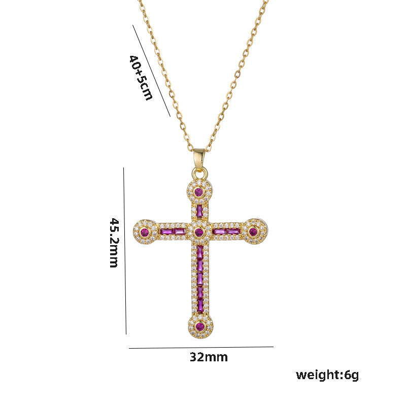 Titanium Steel Retro Cross Plating Pendant Necklace