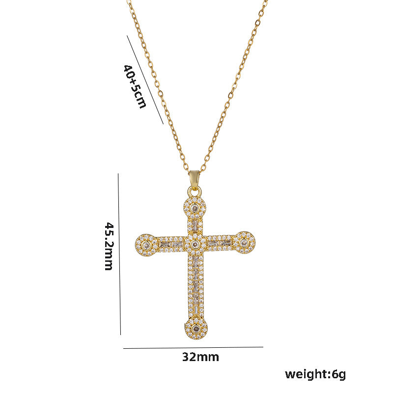 Titanium Steel Retro Cross Plating Pendant Necklace