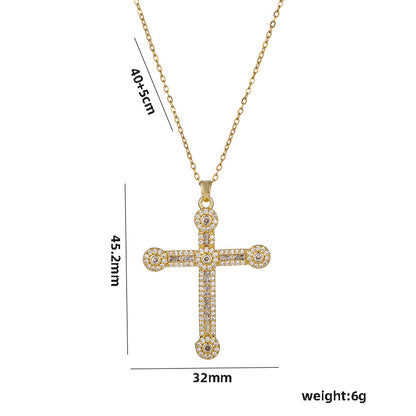 Titanium Steel Retro Cross Plating Pendant Necklace