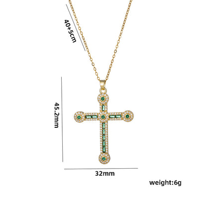 Titanium Steel Retro Cross Plating Pendant Necklace