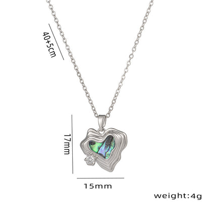 Titanium Steel IG Style Simple Style Heart Shape Plating Inlay Shell Zircon Pendant Necklace