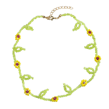 Simple Style Classic Style Flower Artificial Crystal Beaded Women's Bracelets Necklace