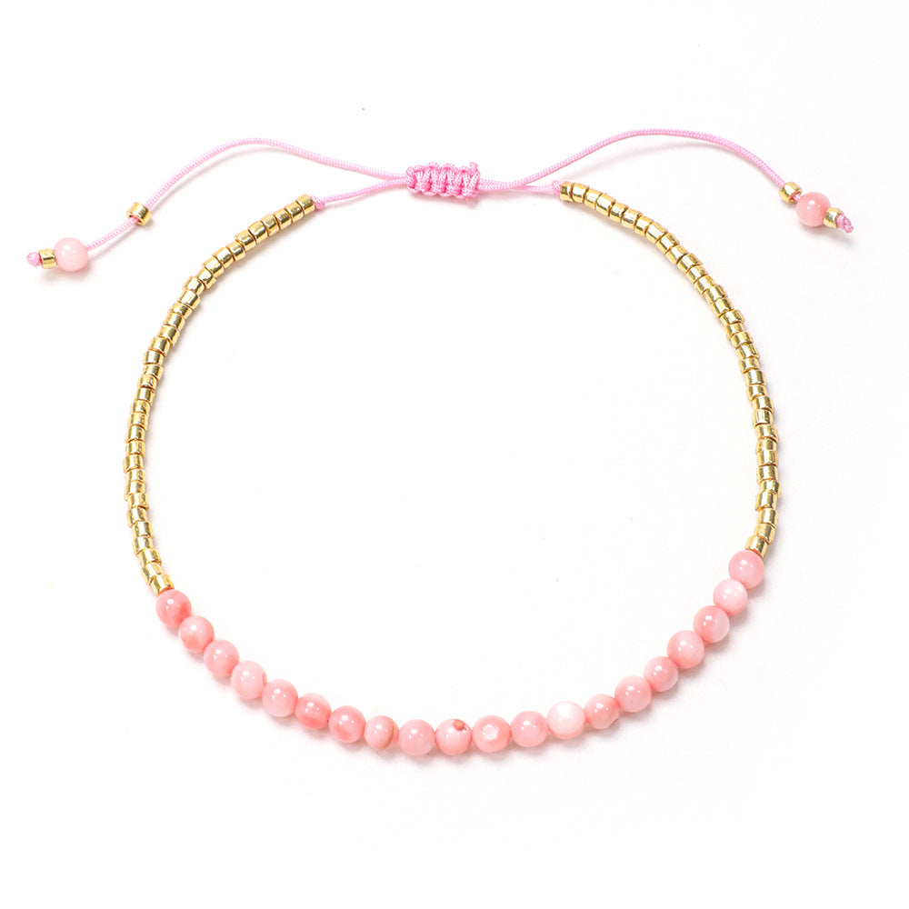 Simple Style Round Artificial Crystal Beaded Women's Bracelets