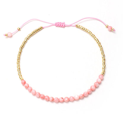 Simple Style Round Artificial Crystal Beaded Women's Bracelets