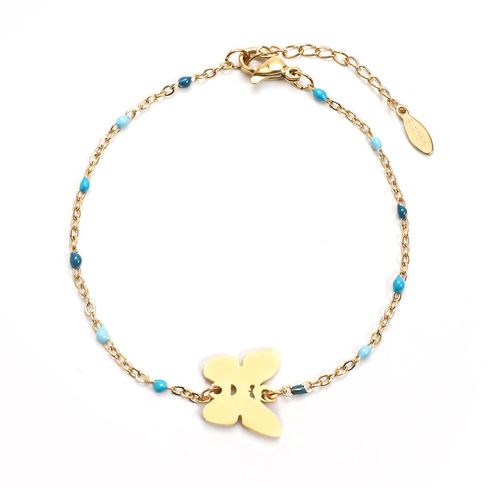 Stainless Steel Gold Plated Simple Style Classic Style Butterfly Plating Bracelets