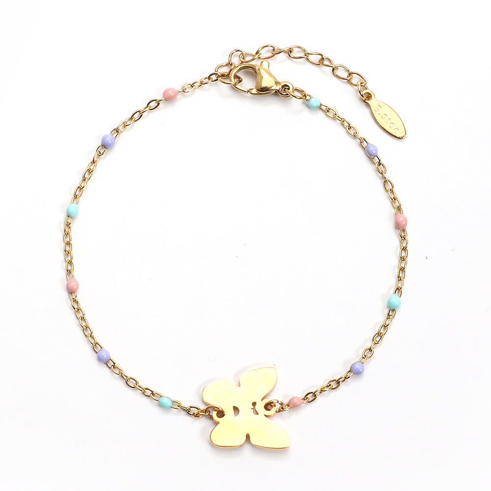 Stainless Steel Gold Plated Simple Style Classic Style Butterfly Plating Bracelets