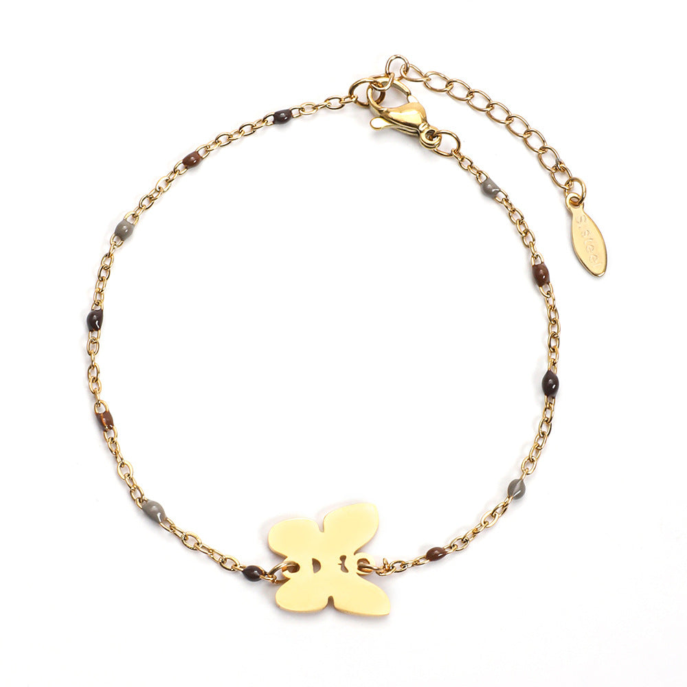 Stainless Steel Gold Plated Simple Style Classic Style Butterfly Plating Bracelets