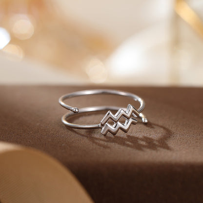 Sterling Silver Simple Style Constellation Plating Open Rings