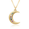 Copper Simple Style Star Moon Plating Inlay Shell Zircon Pendant Necklace