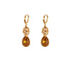 1 Pair Elegant Retro Leaf Copper Zircon 14K Gold Plated Drop Earrings