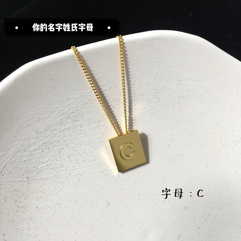 Titanium Steel Hip-Hop Letter Pendant Necklace