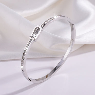 Stainless Steel Hip-Hop Geometric Solid Color Plating Bangle