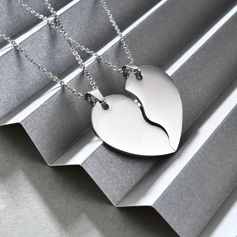 Stainless Steel Simple Style Heart Shape Shiny Metallic Pendant Necklace