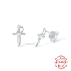 1 Pair Simple Style Cross Plating Sterling Silver Ear Studs