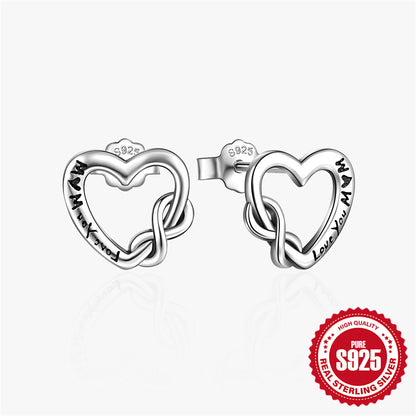 1 Pair Simple Style Heart Shape Inlay Sterling Silver Zircon Ear Studs