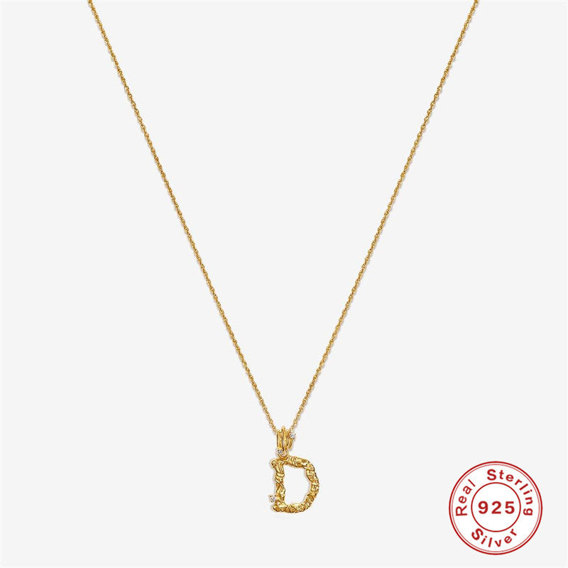 Sterling Silver Simple Style Letter Plating Inlay Zircon Pendant Necklace