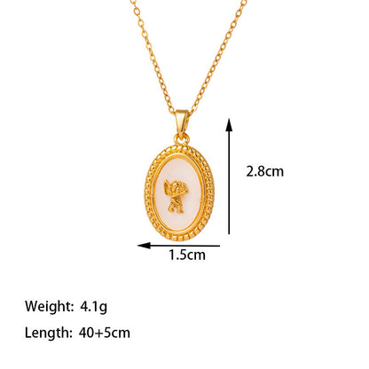 Titanium Steel 18K Gold Plated Casual Simple Style Commute Dolphin Flower Butterfly Inlay Artificial Rhinestones Shell Pendant Necklace