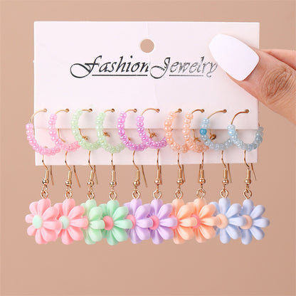 1 Set Simple Style Flower Plating Plastic Drop Earrings