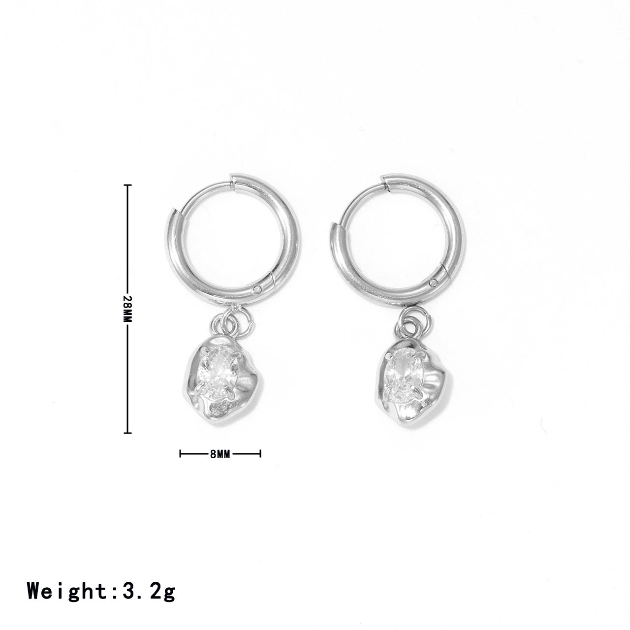 1 Pair Vintage Style Simple Style Irregular Inlay Stainless Steel Zircon White Gold Plated Gold Plated Drop Earrings