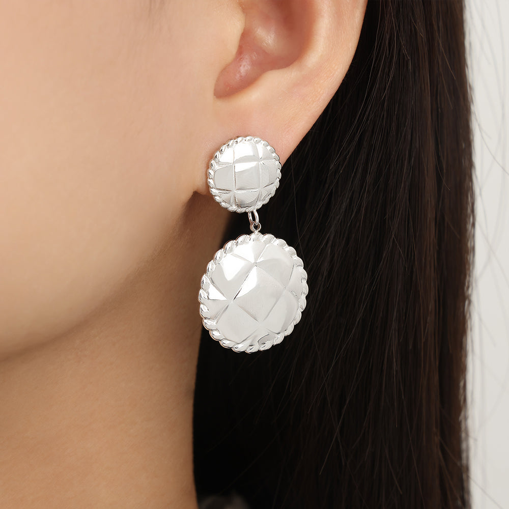 1 Pair Casual Simple Style Round Star Plating Carving Titanium Steel 18K Gold Plated Drop Earrings