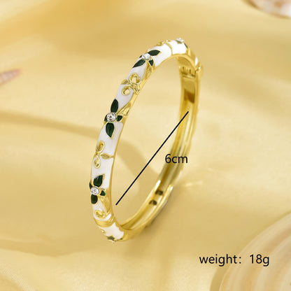 Sweet Simple Style Floral Zinc Alloy Plating 18K Gold Plated Women's Bangle