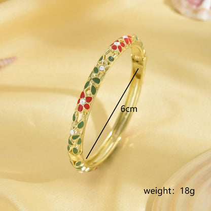 Sweet Simple Style Floral Zinc Alloy Plating 18K Gold Plated Women's Bangle