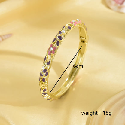 Sweet Simple Style Floral Zinc Alloy Plating 18K Gold Plated Women's Bangle