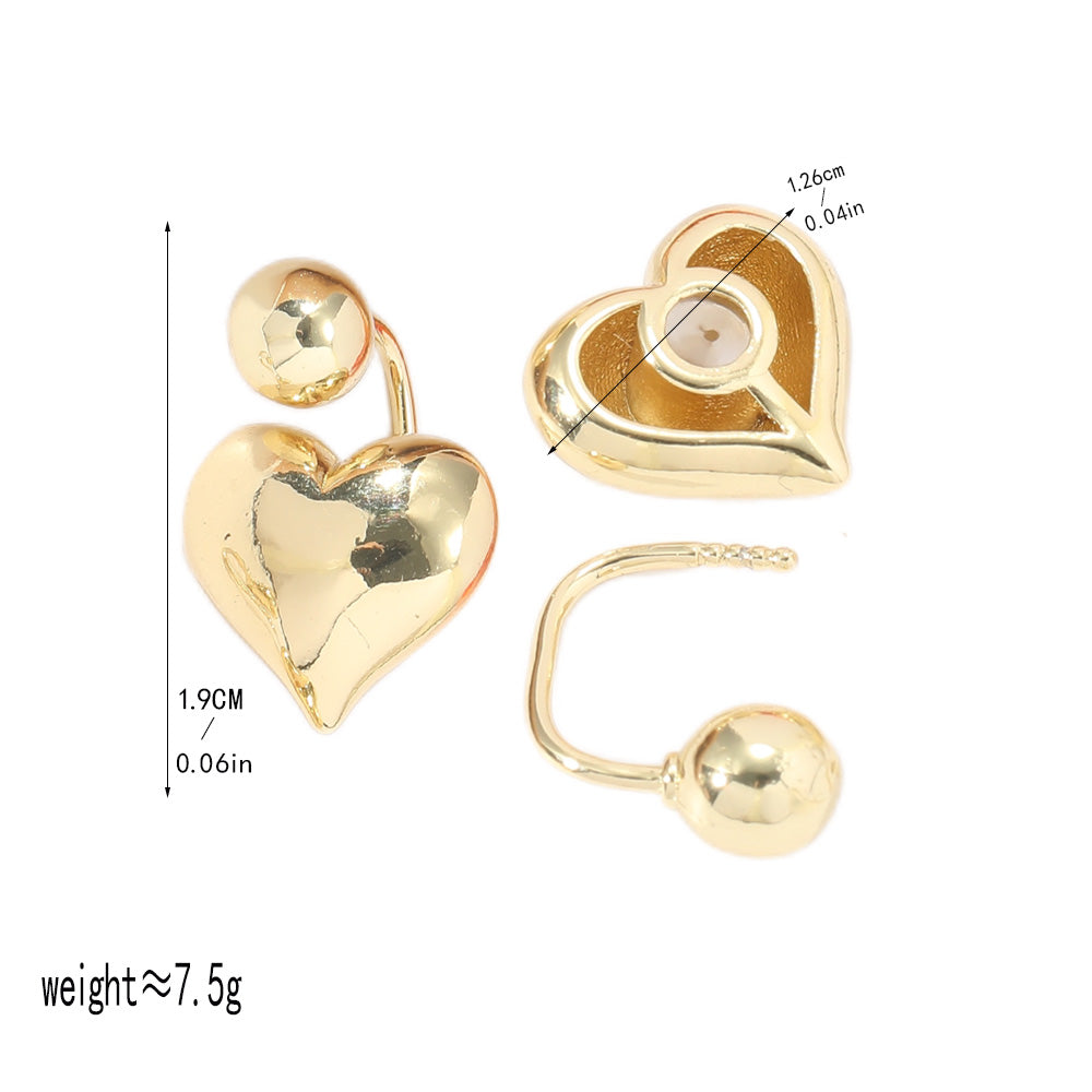 1 Pair Simple Style Heart Shape Plating Copper White Gold Plated Ear Studs