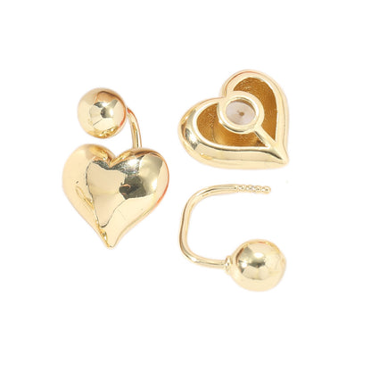 1 Pair Simple Style Heart Shape Plating Copper White Gold Plated Ear Studs