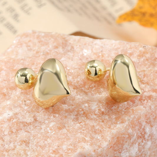 1 Pair Simple Style Heart Shape Plating Copper White Gold Plated Ear Studs