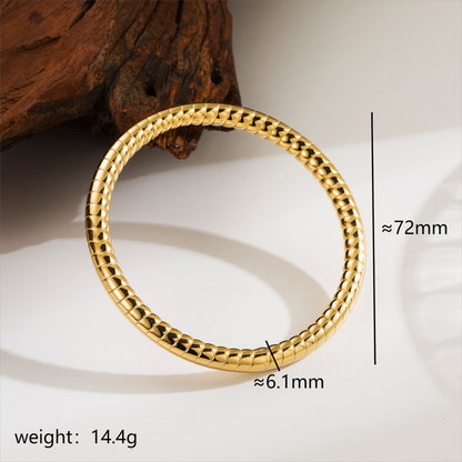 Stainless Steel 14K Gold Plated Modern Style Simple Style Commute Solid Color Indentation Bangle