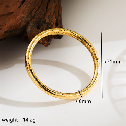 Stainless Steel 14K Gold Plated Modern Style Simple Style Commute Solid Color Indentation Bangle