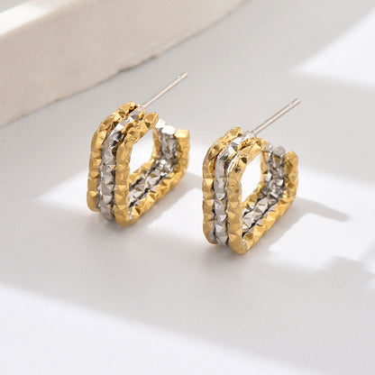 1 Pair Modern Style Pastoral Geometric Braid Stainless Steel 18K Gold Plated Ear Studs