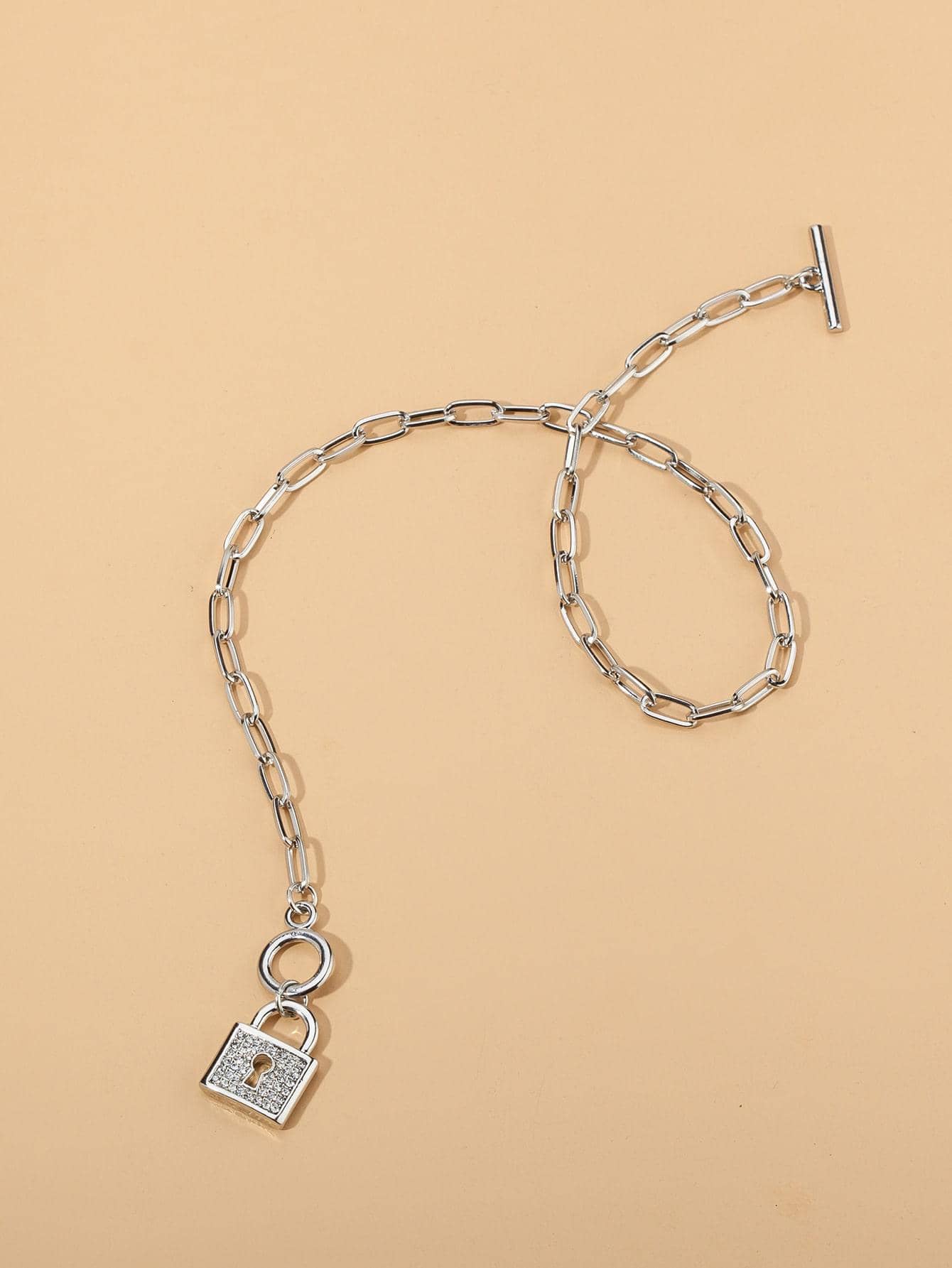 Stainless Steel Copper Gold Plated Rhodium Plated Silver Plated Vintage Style Simple Style Classic Style Solid Color Lock Toggle Inlay Zircon Double Layer Necklaces Pendant Necklace