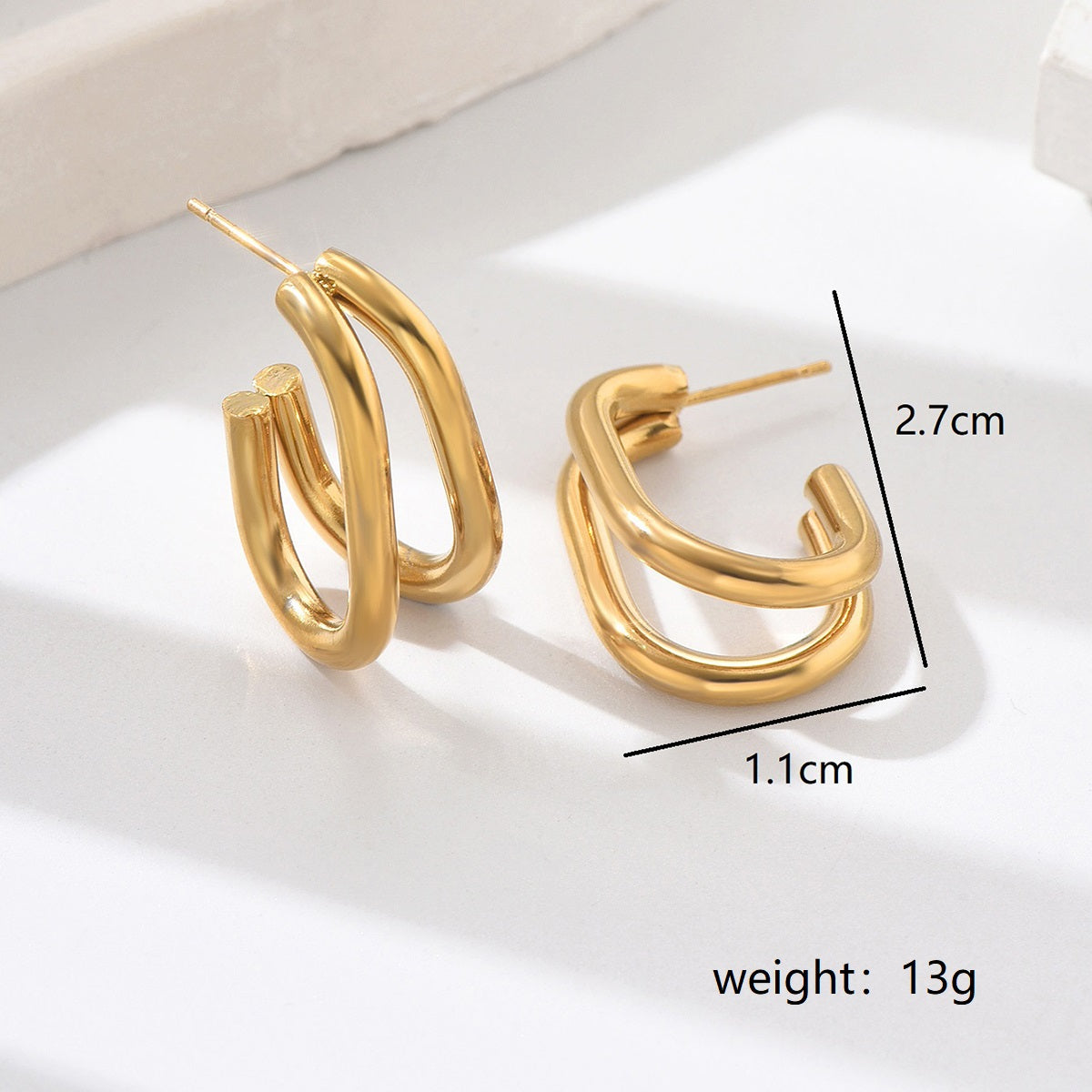 1 Pair Sweet Simple Style Classic Style Geometric Stainless Steel 18K Gold Plated Ear Studs
